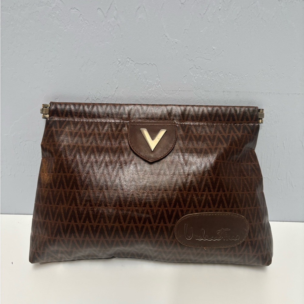 Valentino Dark Brown Patterned Clutch